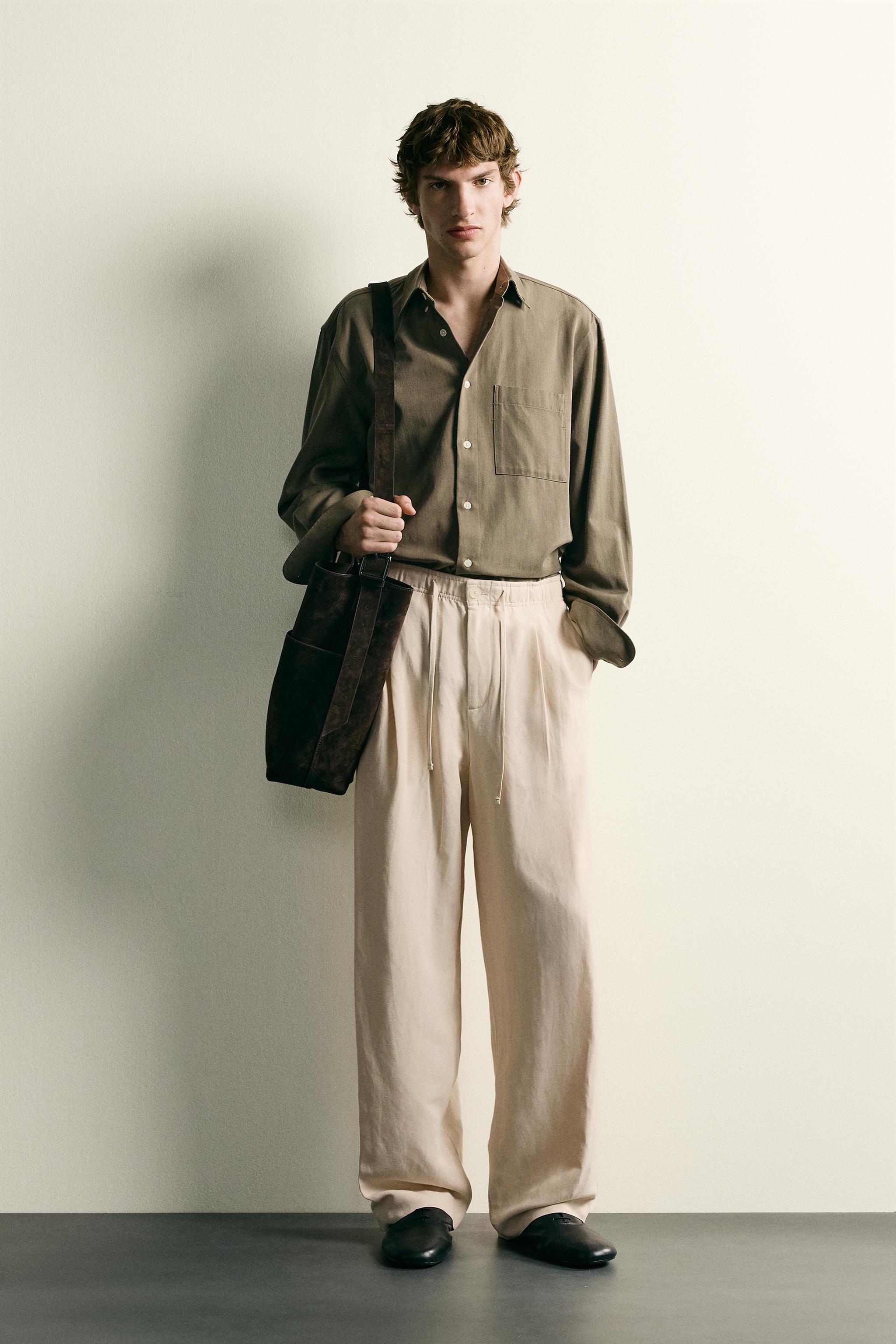 PANTALON COUPE DÉCONTRACTÉE VISCOSE-LIN